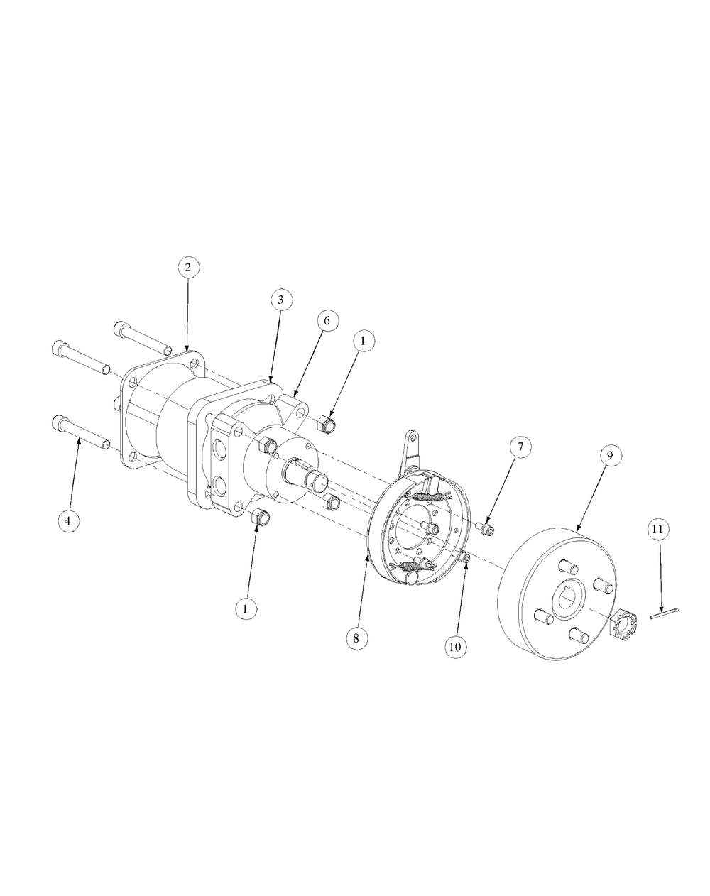 Brake Motor Mount And Hub Diagram and Parts List for M48-KW 53CB5DAV750-19-HP-OHV Cub Cadet Lawn Tractor